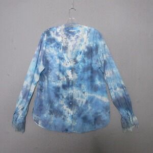 Vintage Gold Hawk Top Silk Tie Dye Blue Lace Boho‎ Romantic Fairy Y2K Whimsical